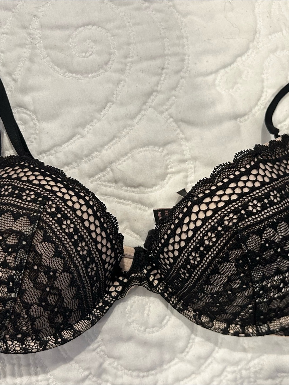 Victoria's Secret Black Lace with Nude Lining Bra